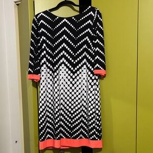 Studio One Black and White Dress with Coral Accents Medium